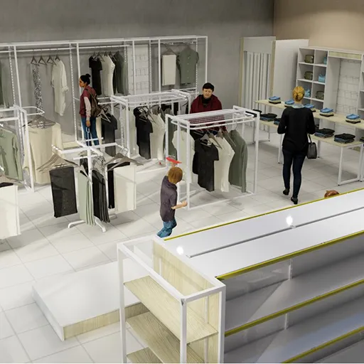 Projeto e montagem de gôndolas para lojas